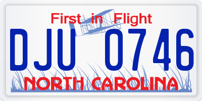 NC license plate DJU0746