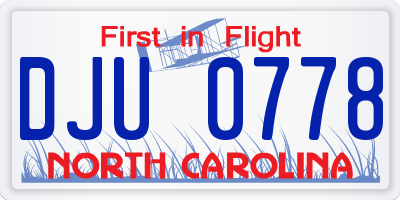 NC license plate DJU0778