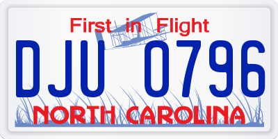 NC license plate DJU0796