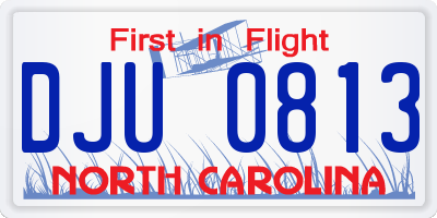 NC license plate DJU0813
