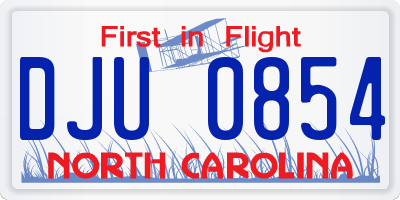 NC license plate DJU0854