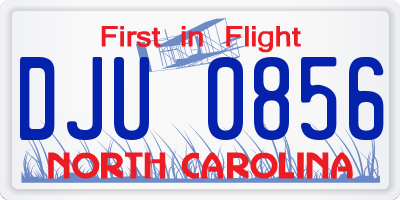 NC license plate DJU0856