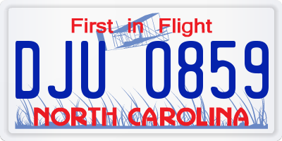 NC license plate DJU0859