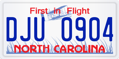 NC license plate DJU0904