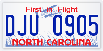 NC license plate DJU0905