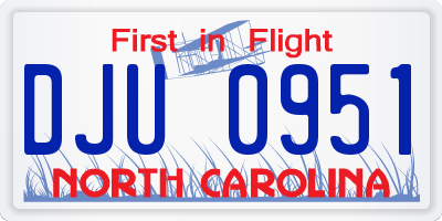 NC license plate DJU0951