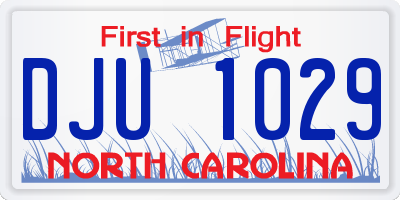 NC license plate DJU1029