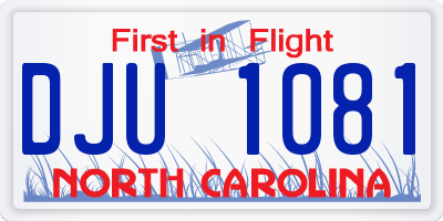 NC license plate DJU1081