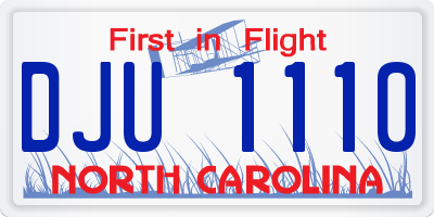 NC license plate DJU1110