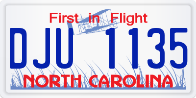 NC license plate DJU1135