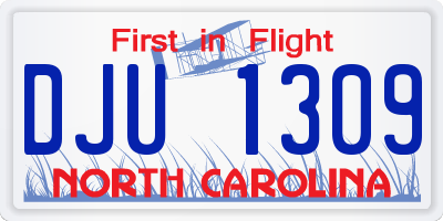 NC license plate DJU1309