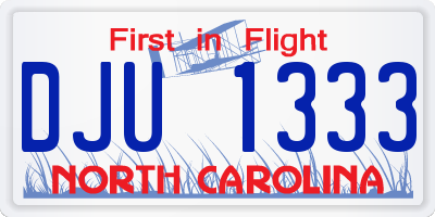 NC license plate DJU1333
