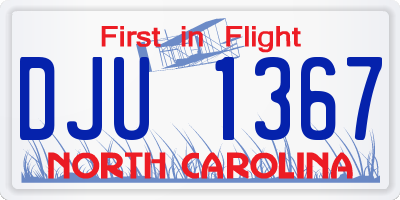 NC license plate DJU1367