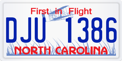 NC license plate DJU1386