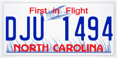 NC license plate DJU1494