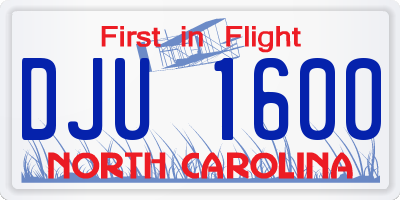 NC license plate DJU1600