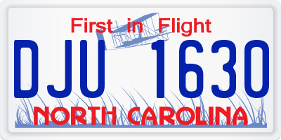 NC license plate DJU1630