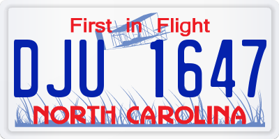 NC license plate DJU1647