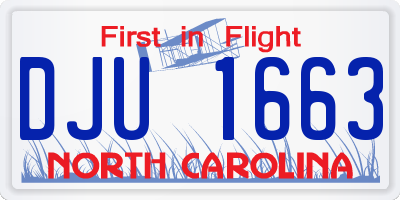 NC license plate DJU1663