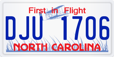 NC license plate DJU1706