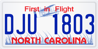 NC license plate DJU1803