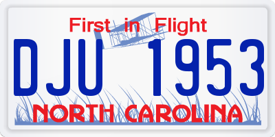 NC license plate DJU1953