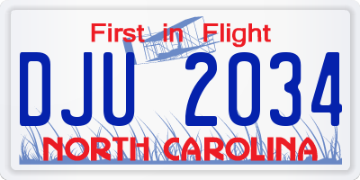 NC license plate DJU2034