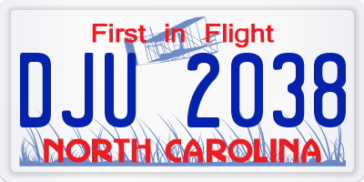 NC license plate DJU2038