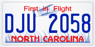 NC license plate DJU2058
