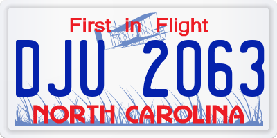 NC license plate DJU2063