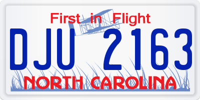 NC license plate DJU2163
