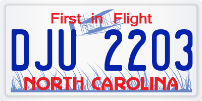 NC license plate DJU2203
