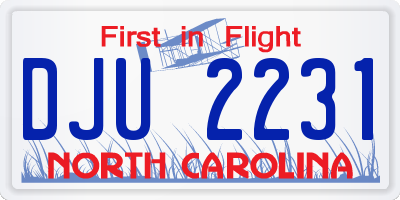 NC license plate DJU2231