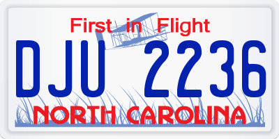 NC license plate DJU2236