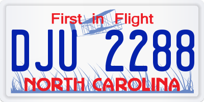 NC license plate DJU2288