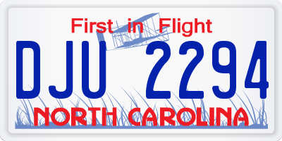 NC license plate DJU2294