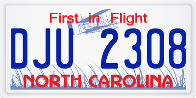 NC license plate DJU2308