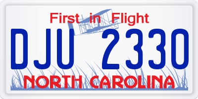 NC license plate DJU2330