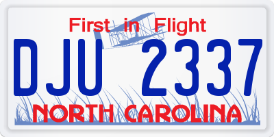 NC license plate DJU2337