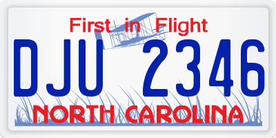 NC license plate DJU2346