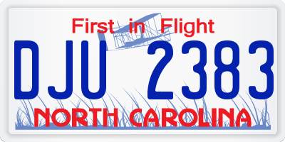 NC license plate DJU2383