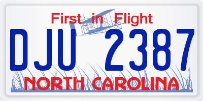 NC license plate DJU2387