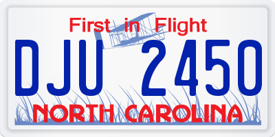NC license plate DJU2450