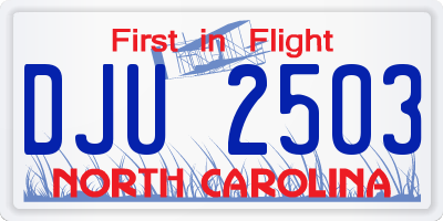 NC license plate DJU2503