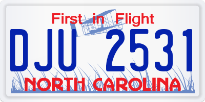 NC license plate DJU2531