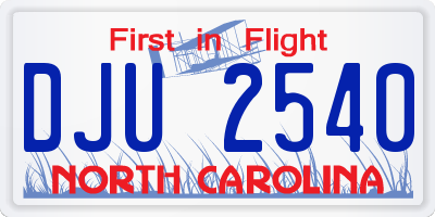 NC license plate DJU2540