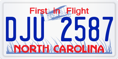 NC license plate DJU2587
