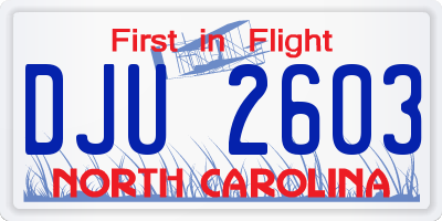 NC license plate DJU2603