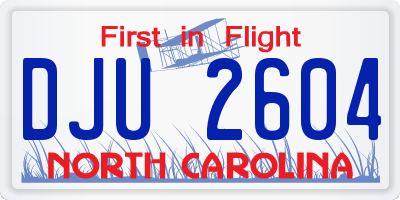 NC license plate DJU2604