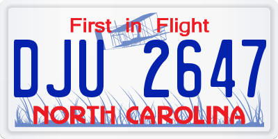 NC license plate DJU2647